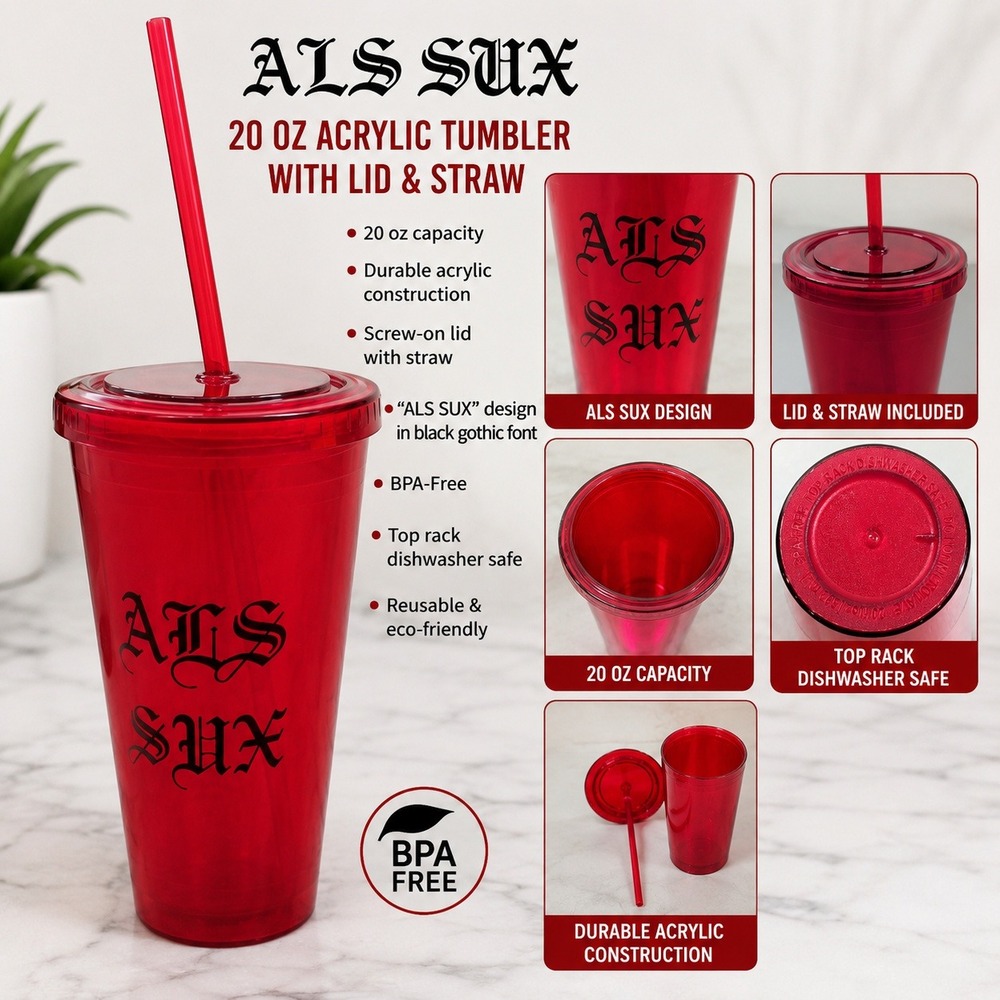 All Sux Red Translucent 20oz Tumbler Cold Cup with Lid and Straw Gothic Font